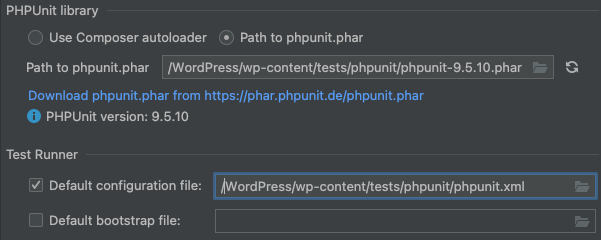 configure PHPUnit settings